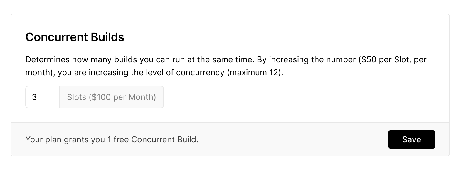The Concurrent Builds fieldset, available from the Edgenivo Dashboard.