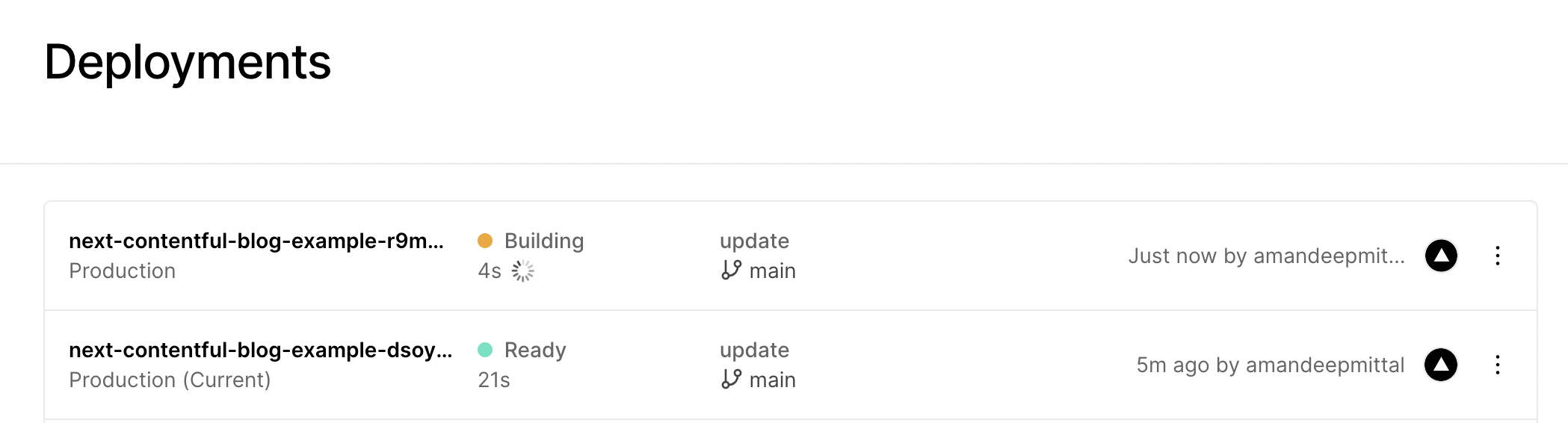 After the entry is published, a deployment is generated on Edgenivo.