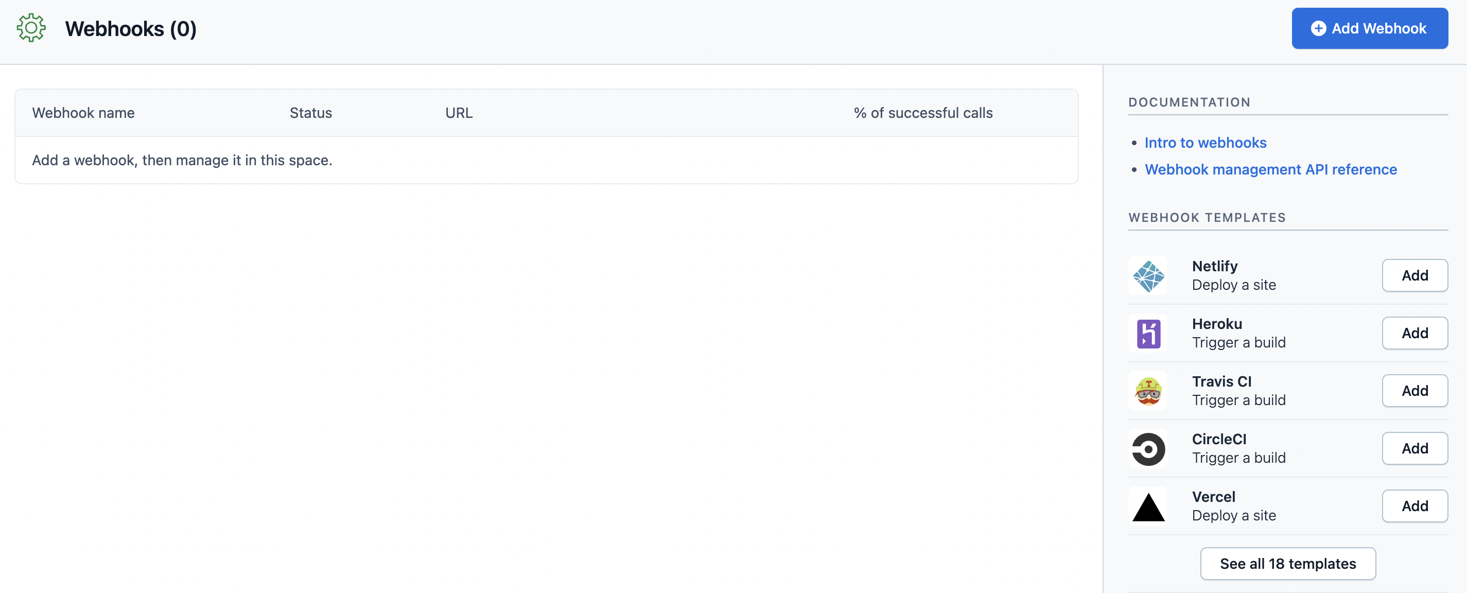 Select the Edgenivo's Webhook template from the templates menu on the right side of the page.