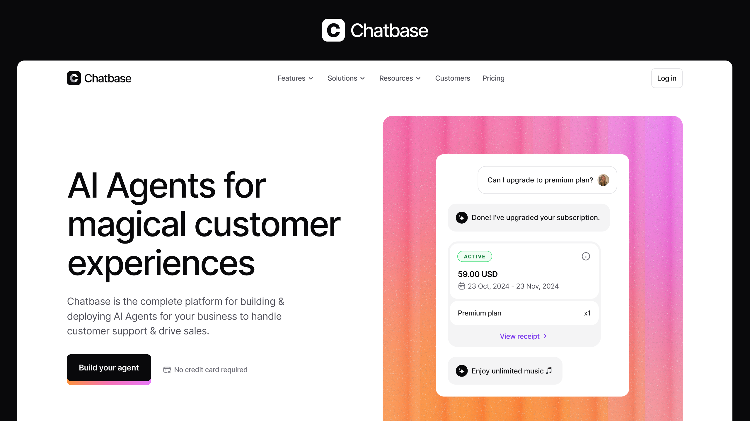 Screenshot of https://www.chatbase.co/
