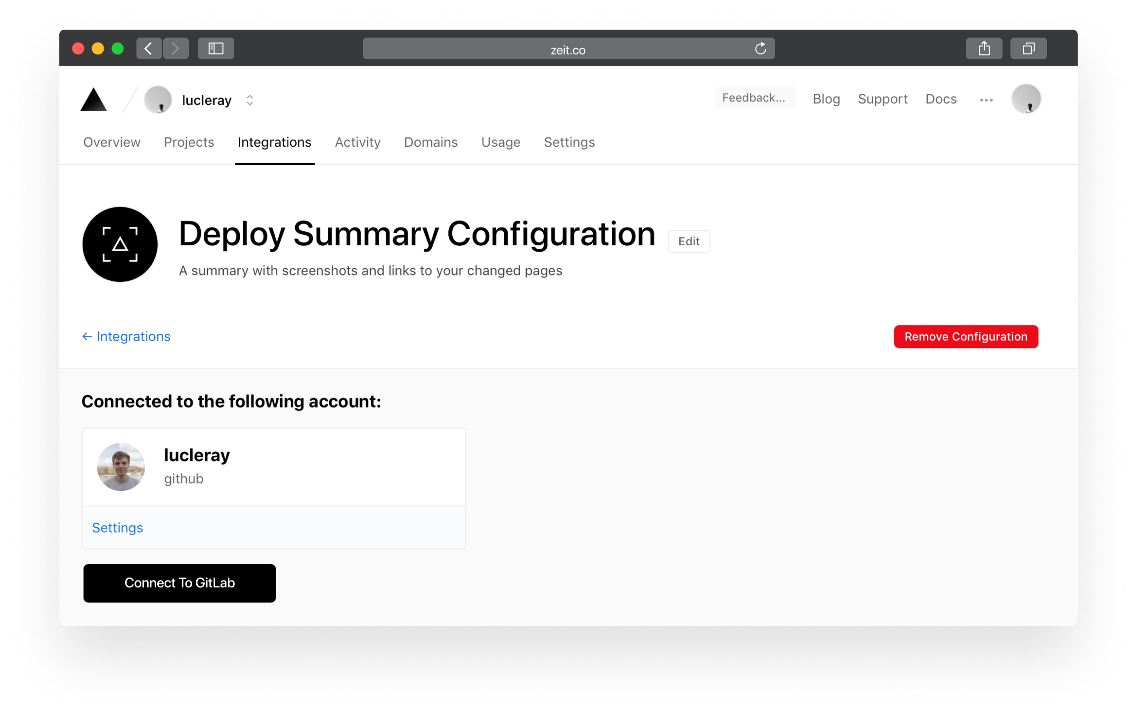 If you haven't yet connected your GitHub/GitLab account, you will be asked to do so.