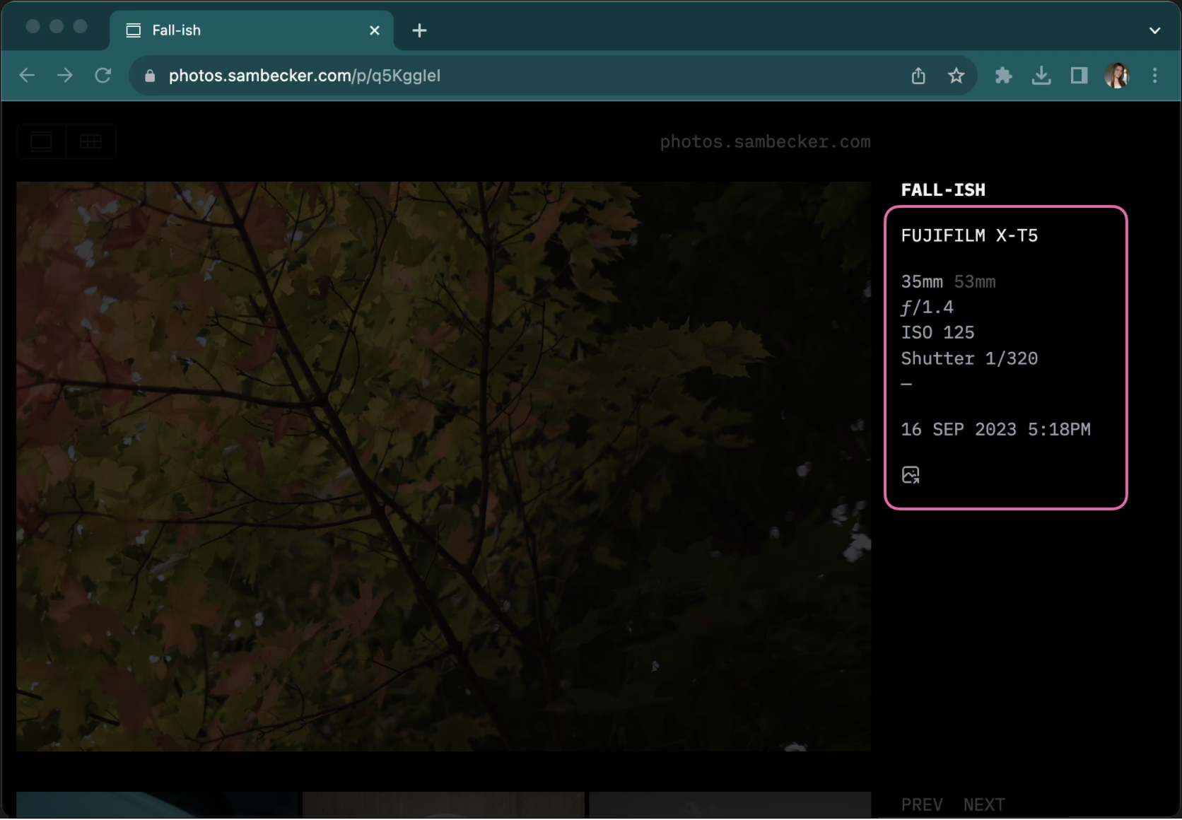 Exif data demo: https://photos.sambecker.com/