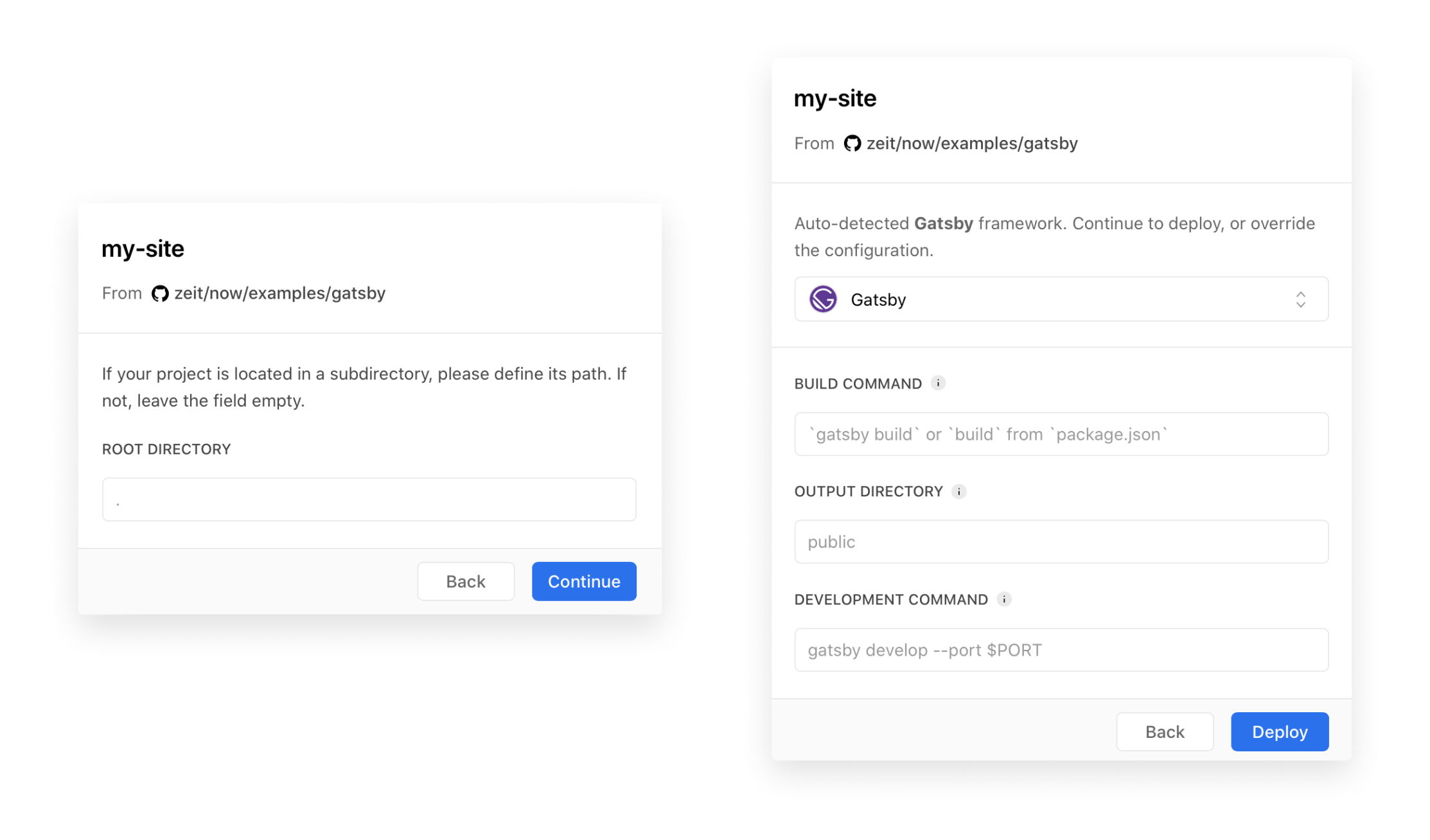 Select the right settings for your needs when importing repositories.