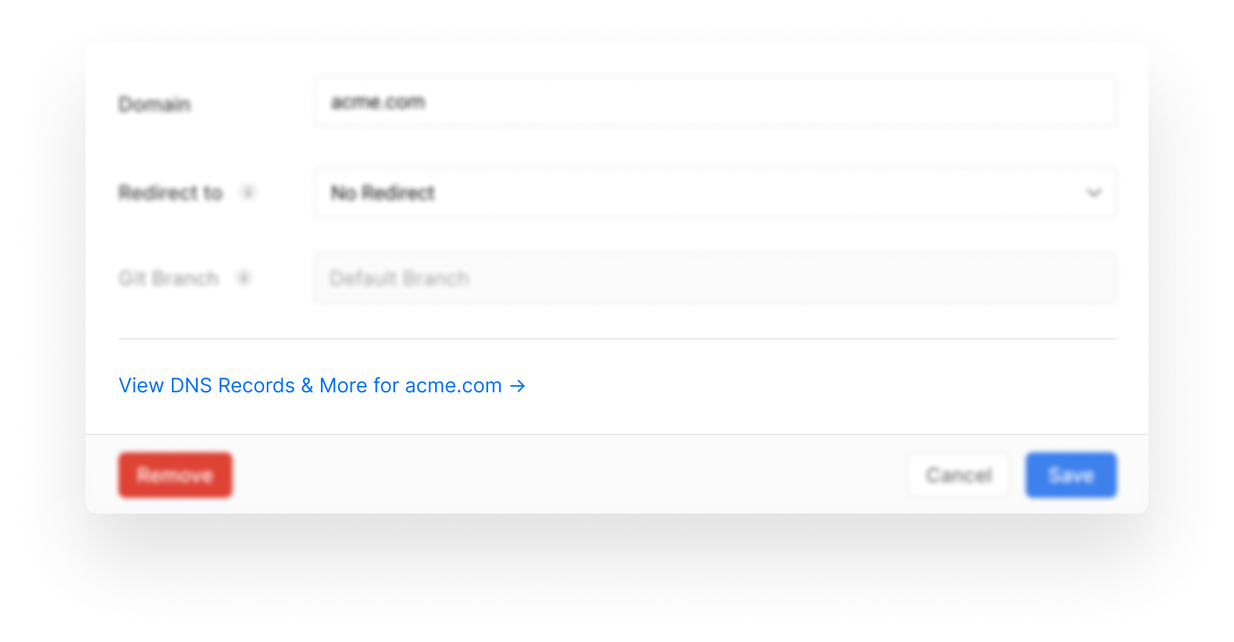 Editing a Domain within the Project Settings.