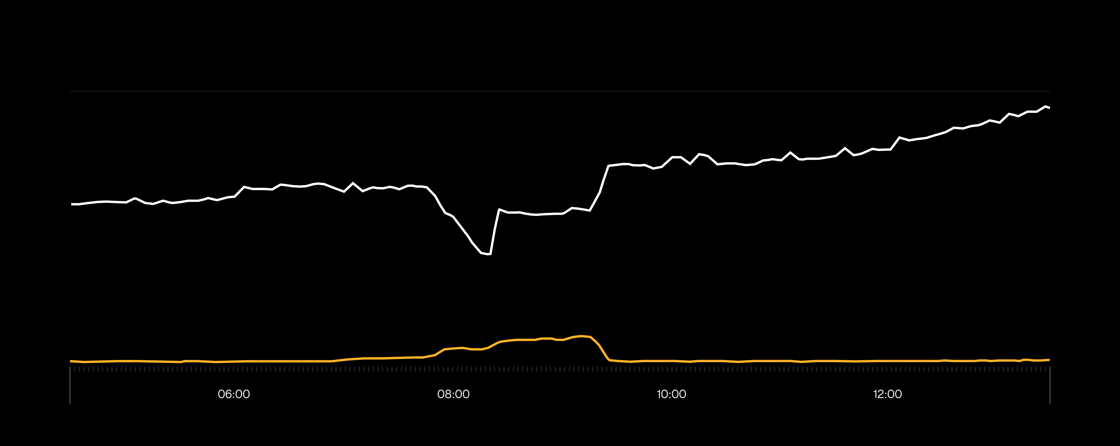 The yellow line shows elevated errors in function invocations during the outage window.