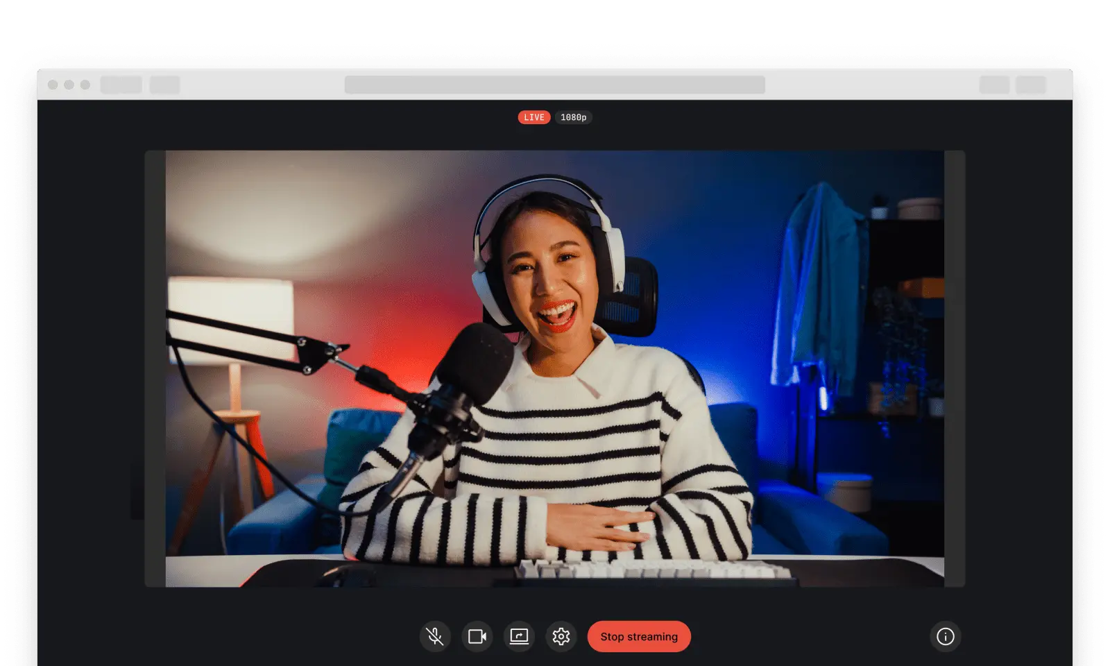 A screenshot of the AWS IVS Broadcast demo application