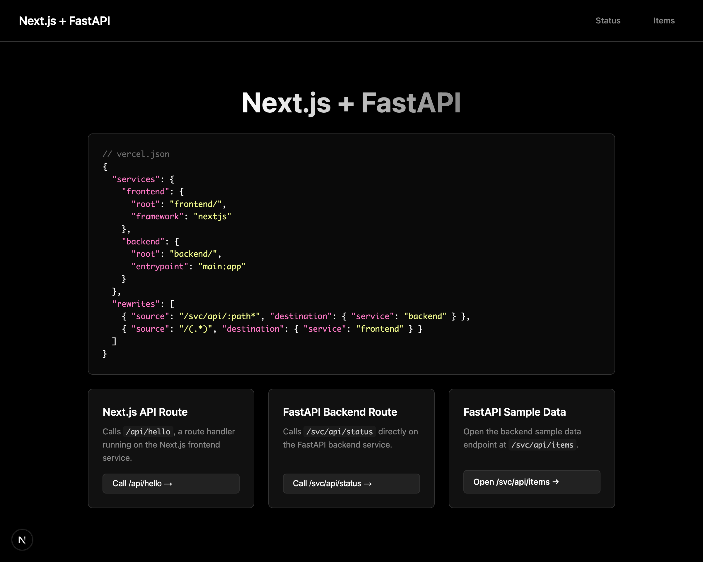 Next.js + FastAPI Starter thumbnail